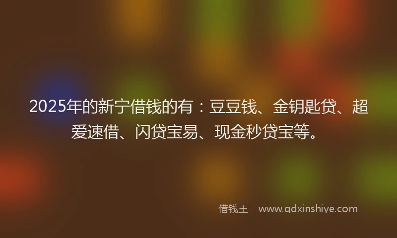 2025年的新宁借钱的有：豆豆钱、金钥匙贷、超爱速借、闪贷宝易、现金秒贷宝等。
