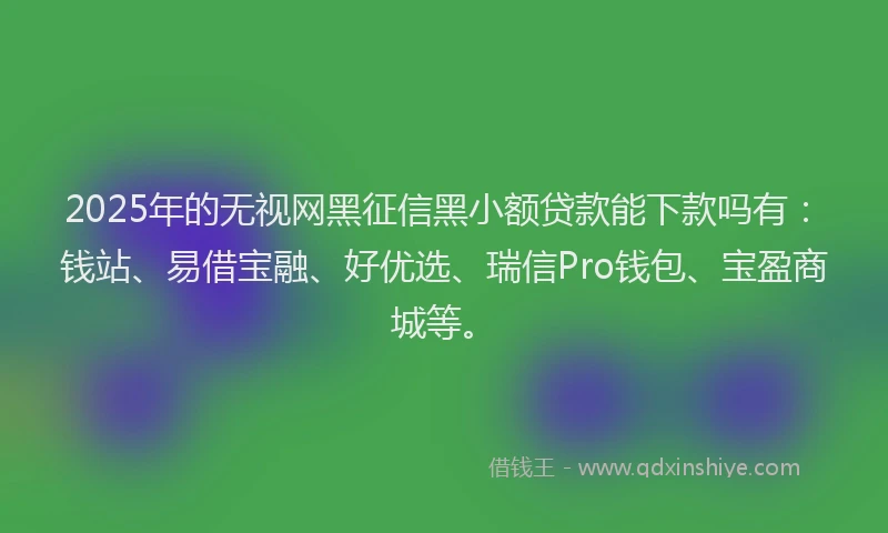 2025年的无视网黑征信黑小额贷款能下款吗有：钱站、易借宝融、好优选、瑞信Pro钱包、宝盈商城等。