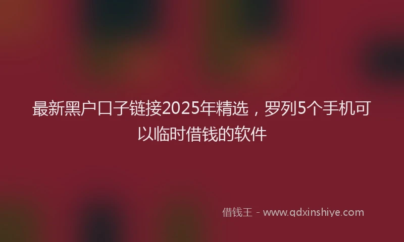 最新黑户口子链接2025年精选，罗列5个手机可以临时借钱的软件