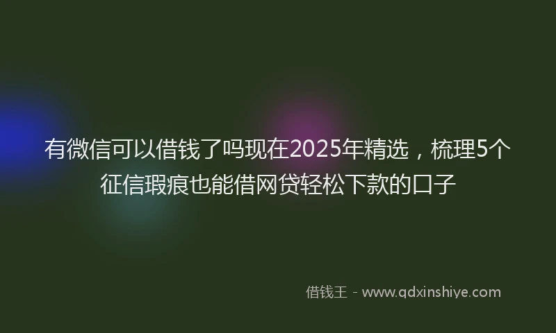有微信可以借钱了吗现在2025年精选，梳理5个征信瑕疵也能借网贷轻松下款的口子