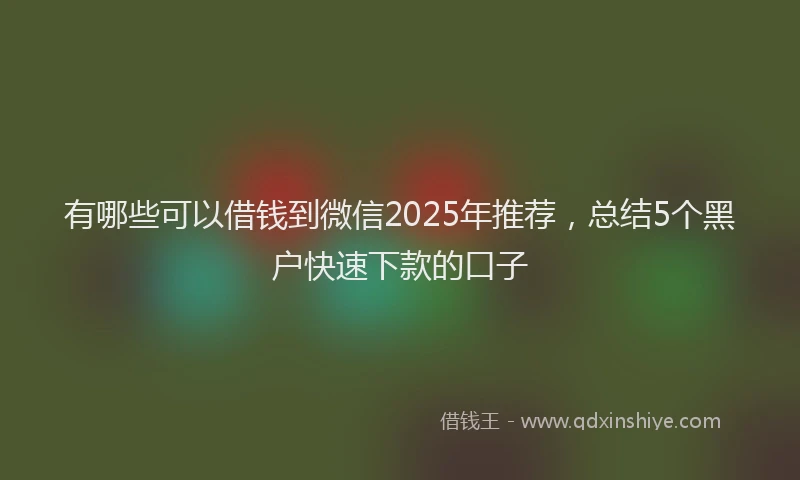 有哪些可以借钱到微信2025年推荐，总结5个黑户快速下款的口子