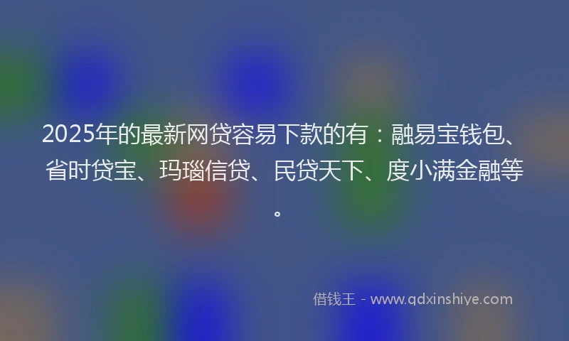 2025年的最新网贷容易下款的有：融易宝钱包、省时贷宝、玛瑙信贷、民贷天下、度小满金融等。