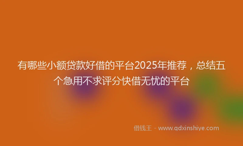 有哪些小额贷款好借的平台2025年推荐，总结五个急用不求评分快借无忧的平台