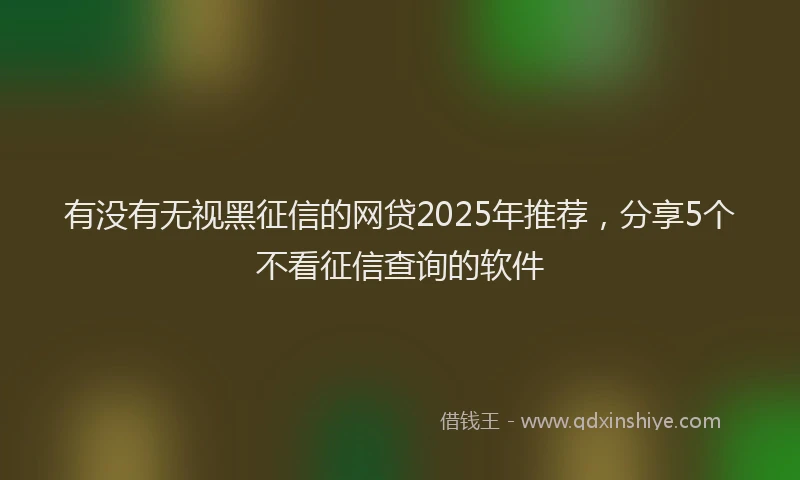 有没有无视黑征信的网贷2025年推荐，分享5个不看征信查询的软件