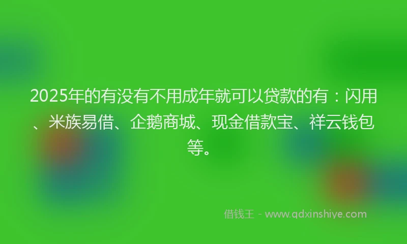 2025年的有没有不用成年就可以贷款的有：闪用、米族易借、企鹅商城、现金借款宝、祥云钱包等。