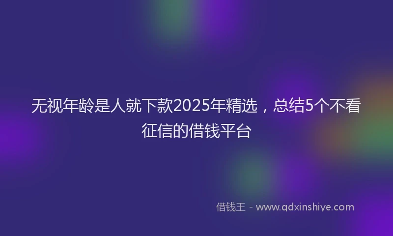 无视年龄是人就下款2025年精选，总结5个不看征信的借钱平台