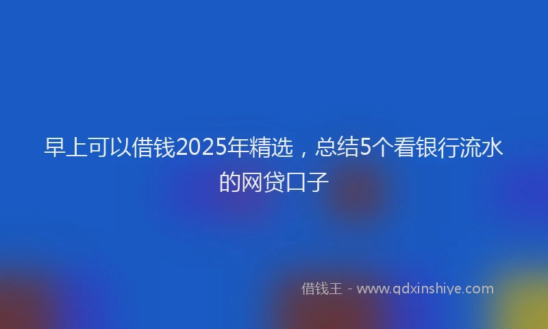 早上可以借钱2025年精选，总结5个看银行流水的网贷口子