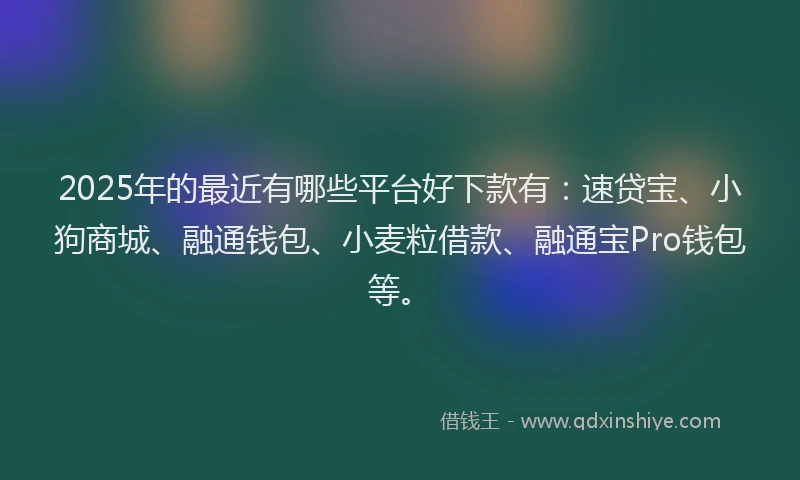 2025年的最近有哪些平台好下款有：速贷宝、小狗商城、融通钱包、小麦粒借款、融通宝Pro钱包等。