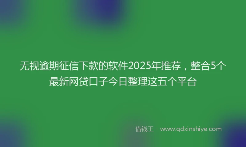 无视逾期征信下款的软件2025年推荐，整合5个最新网贷口子今日整理这五个平台