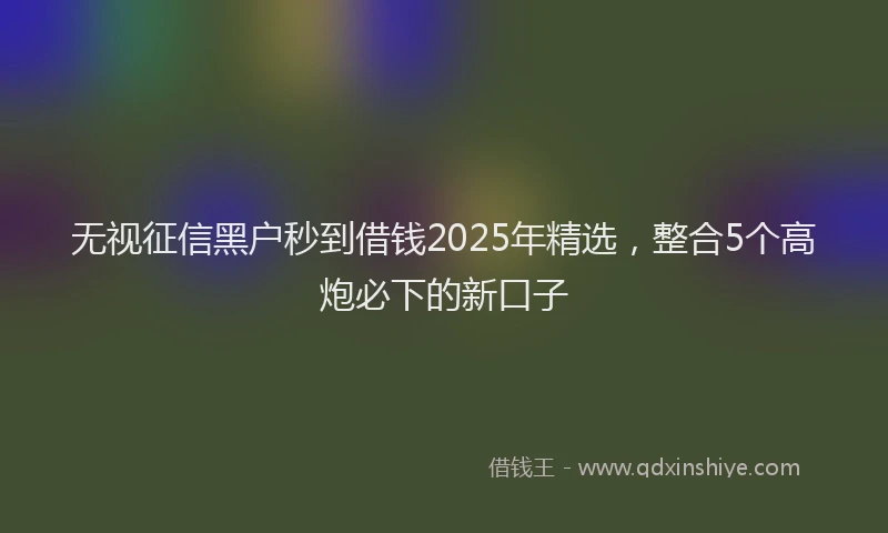 无视征信黑户秒到借钱2025年精选，整合5个高炮必下的新口子