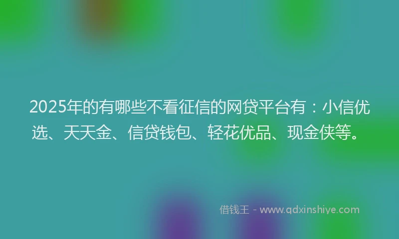 2025年的有哪些不看征信的网贷平台有：小信优选、天天金、信贷钱包、轻花优品、现金侠等。