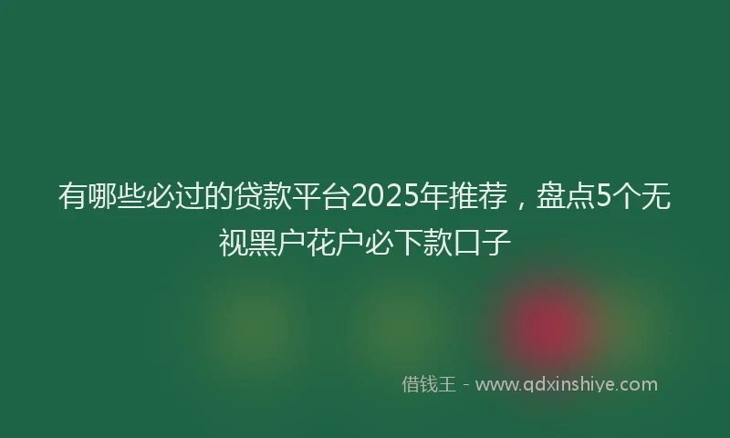 有哪些必过的贷款平台2025年推荐，盘点5个无视黑户花户必下款口子