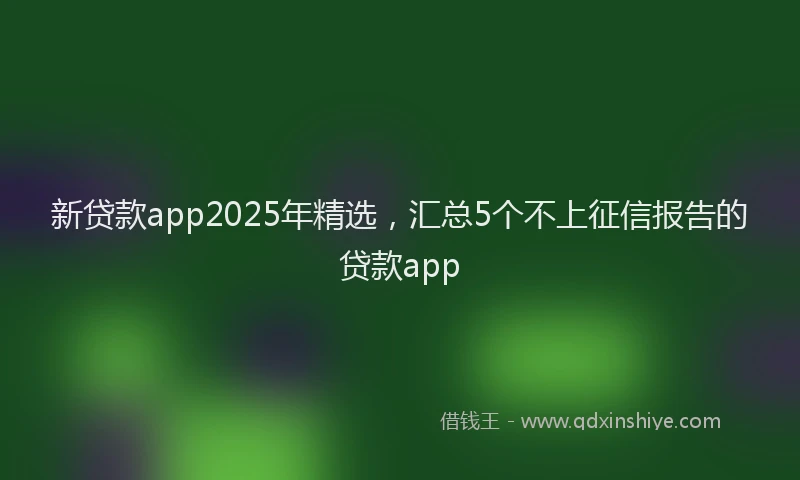 新贷款app2025年精选，汇总5个不上征信报告的贷款app