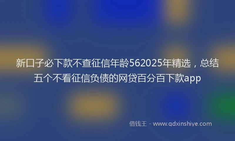 新口子必下款不查征信年龄562025年精选，总结五个不看征信负债的网贷百分百下款app