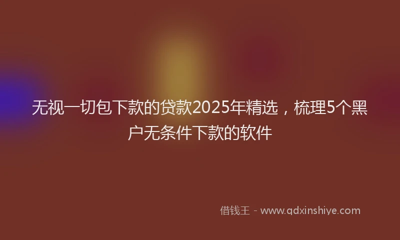 无视一切包下款的贷款2025年精选，梳理5个黑户无条件下款的软件