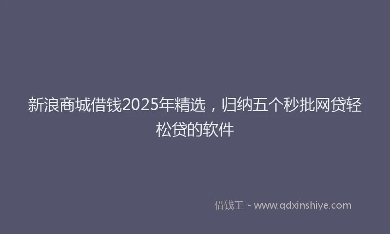 新浪商城借钱2025年精选，归纳五个秒批网贷轻松贷的软件