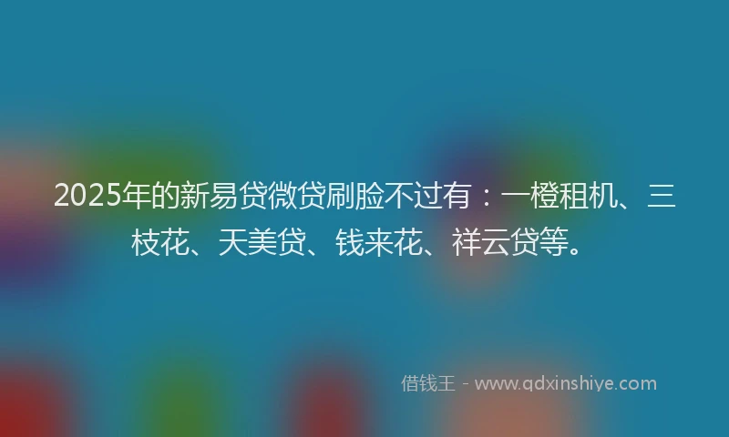 2025年的新易贷微贷刷脸不过有：一橙租机、三枝花、天美贷、钱来花、祥云贷等。