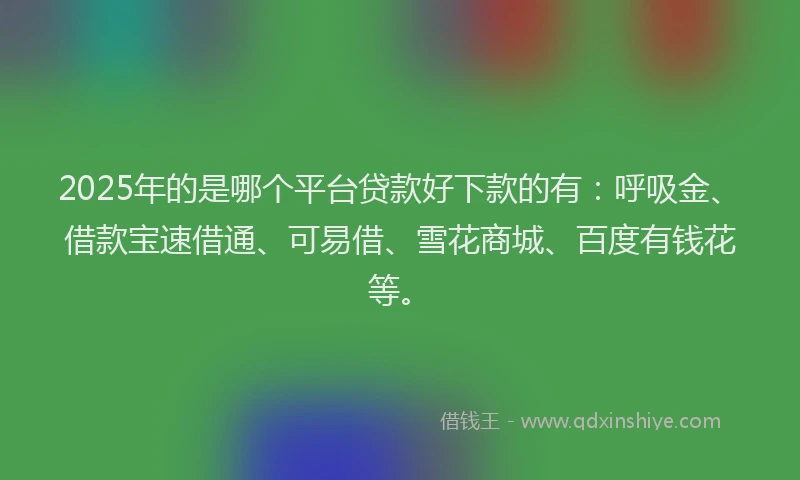 2025年的是哪个平台贷款好下款的有：呼吸金、借款宝速借通、可易借、雪花商城、百度有钱花等。