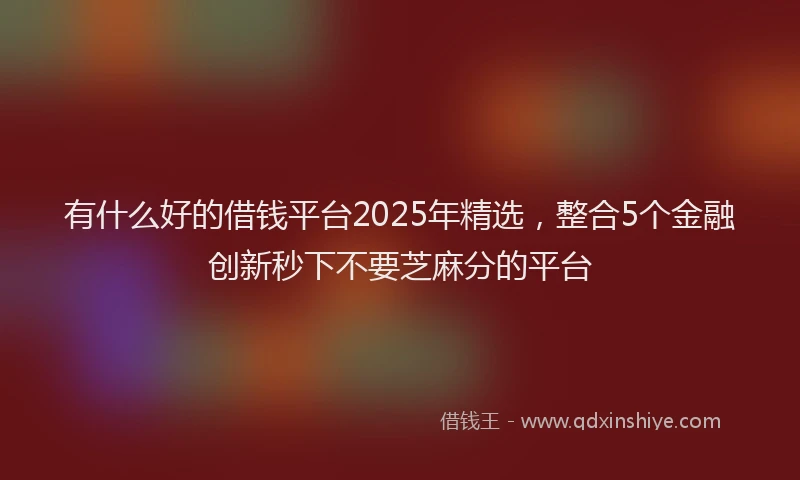 有什么好的借钱平台2025年精选，整合5个金融创新秒下不要芝麻分的平台