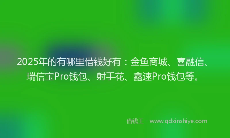 2025年的有哪里借钱好有：金鱼商城、喜融信、瑞信宝Pro钱包、射手花、鑫速Pro钱包等。
