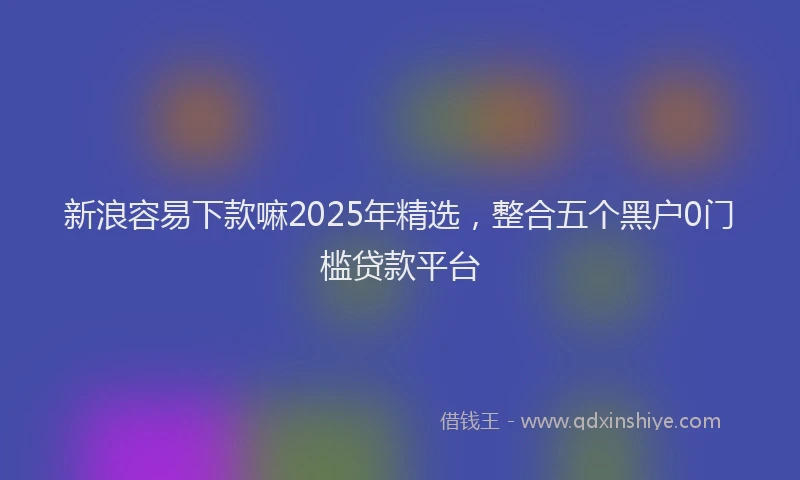 新浪容易下款嘛2025年精选，整合五个黑户0门槛贷款平台
