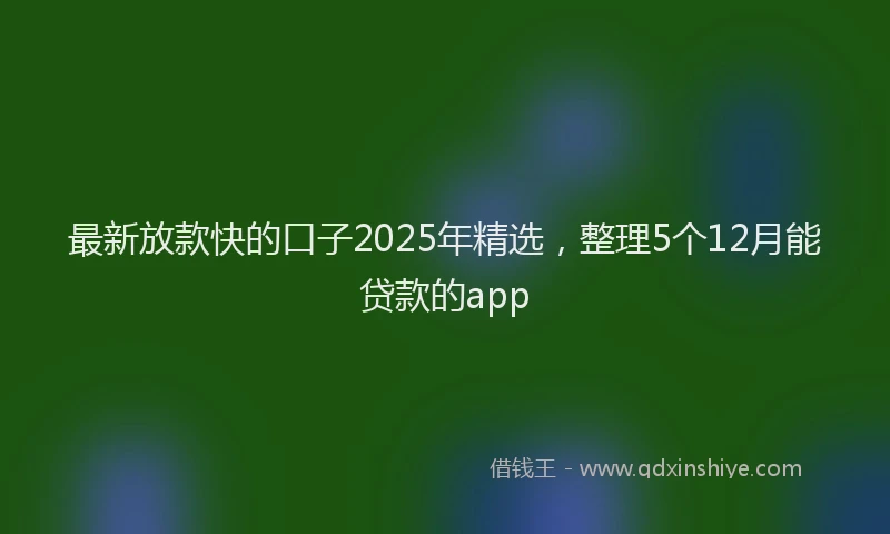 最新放款快的口子2025年精选，整理5个12月能贷款的app