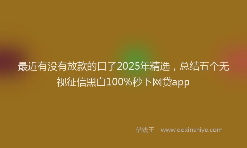 最近有没有放款的口子2025年精选，总结五个无视征信黑白100%秒下网贷app