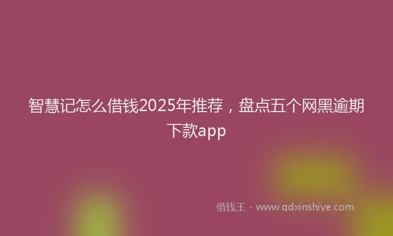 智慧记怎么借钱2025年推荐，盘点五个网黑逾期下款app