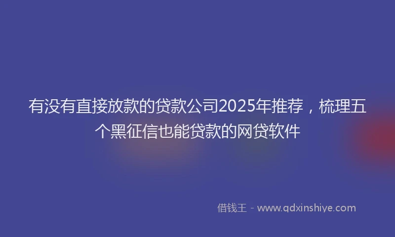有没有直接放款的贷款公司2025年推荐，梳理五个黑征信也能贷款的网贷软件