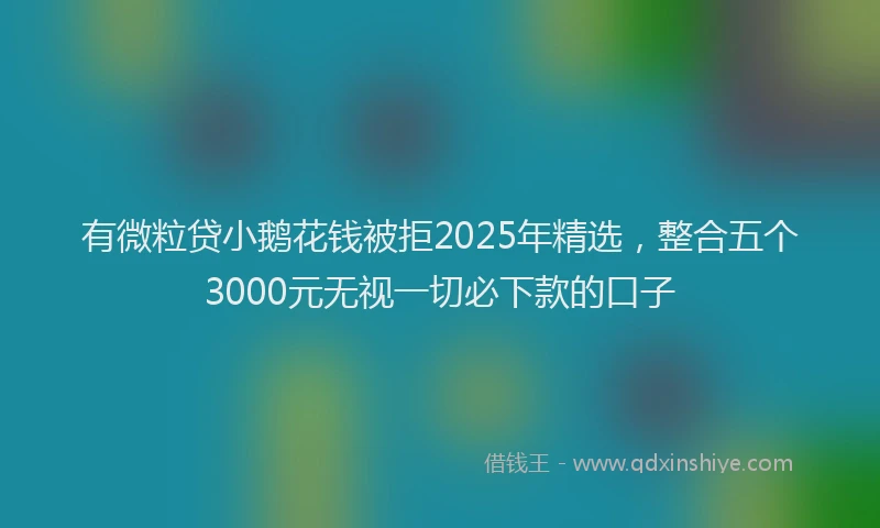 有微粒贷小鹅花钱被拒2025年精选，整合五个3000元无视一切必下款的口子