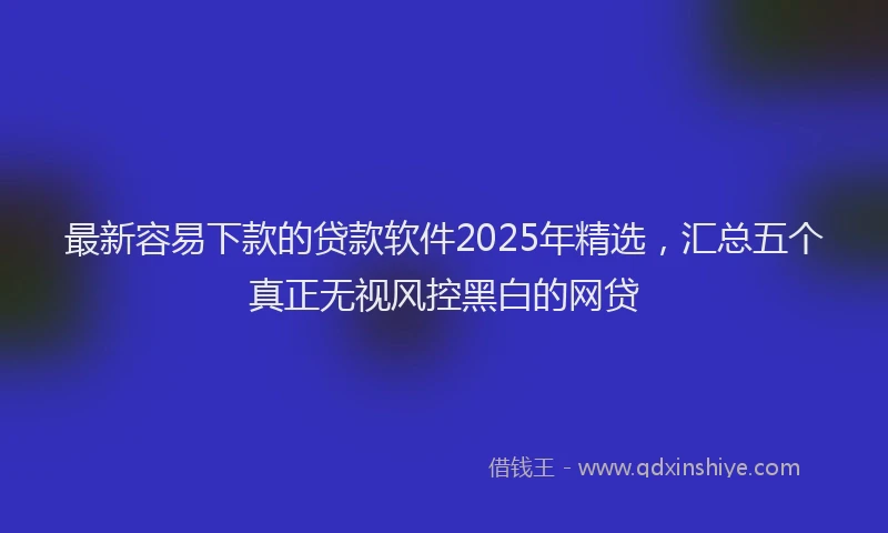 最新容易下款的贷款软件2025年精选，汇总五个真正无视风控黑白的网贷