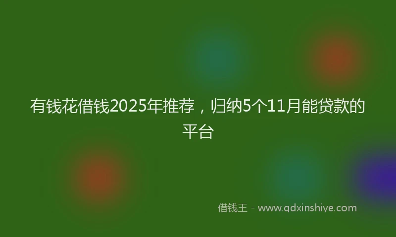 有钱花借钱2025年推荐，归纳5个11月能贷款的平台