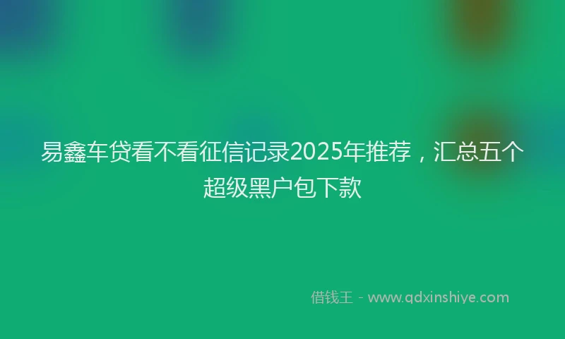 易鑫车贷看不看征信记录2025年推荐，汇总五个超级黑户包下款
