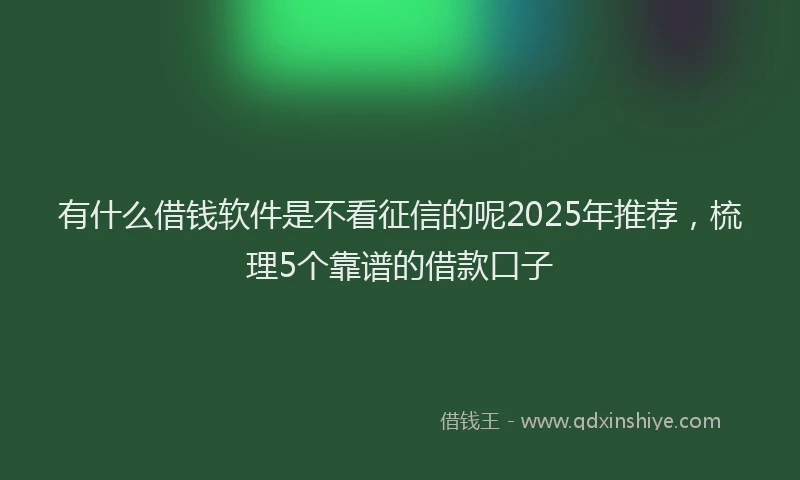 有什么借钱软件是不看征信的呢2025年推荐，梳理5个靠谱的借款口子