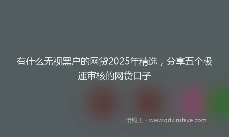 有什么无视黑户的网贷2025年精选，分享五个极速审核的网贷口子