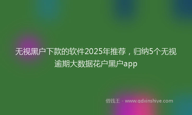 无视黑户下款的软件2025年推荐，归纳5个无视逾期大数据花户黑户app
