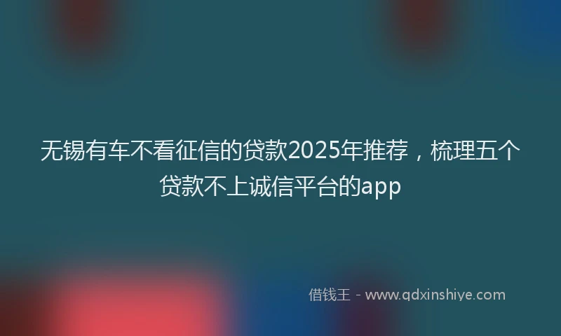 无锡有车不看征信的贷款2025年推荐，梳理五个贷款不上诚信平台的app