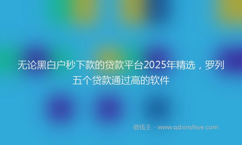 无论黑白户秒下款的贷款平台2025年精选，罗列五个贷款通过高的软件