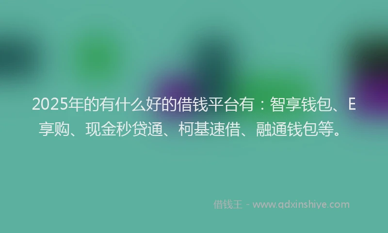 2025年的有什么好的借钱平台有：智享钱包、E享购、现金秒贷通、柯基速借、融通钱包等。