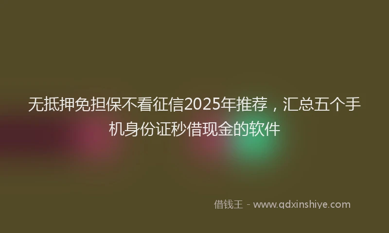 无抵押免担保不看征信2025年推荐，汇总五个手机身份证秒借现金的软件