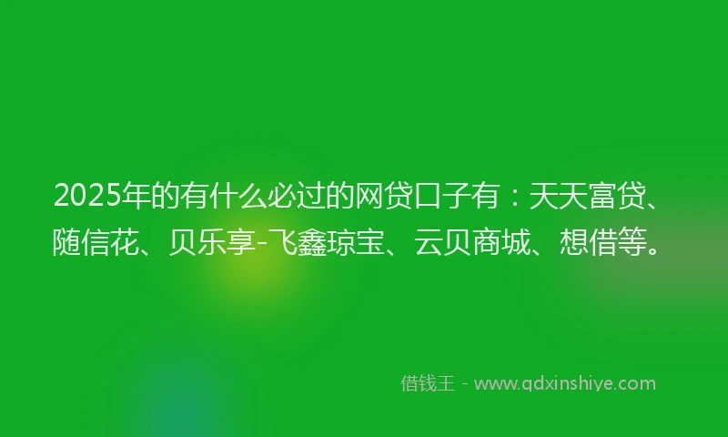 2025年的有什么必过的网贷口子有：天天富贷、随信花、贝乐享-飞鑫琼宝、云贝商城、想借等。