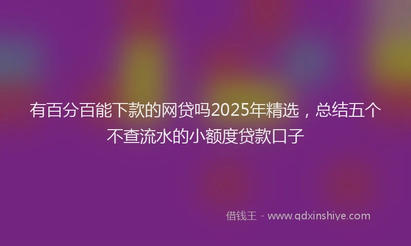 有百分百能下款的网贷吗2025年精选，总结五个不查流水的小额度贷款口子