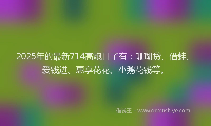 2025年的最新714高炮口子有：珊瑚贷、借蛙、爱钱进、惠享花花、小鹅花钱等。