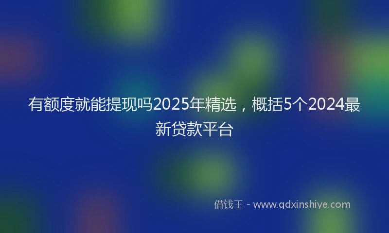 有额度就能提现吗2025年精选，概括5个2024最新贷款平台