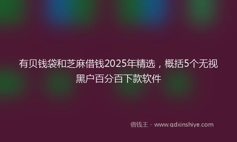 有贝钱袋和芝麻借钱2025年精选，概括5个无视黑户百分百下款软件
