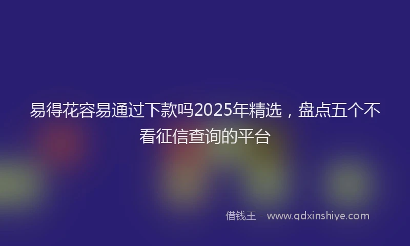 易得花容易通过下款吗2025年精选，盘点五个不看征信查询的平台