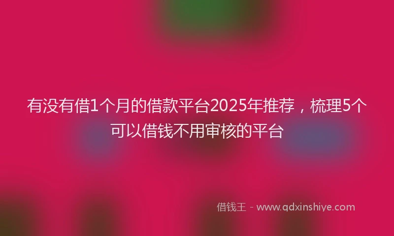有没有借1个月的借款平台2025年推荐，梳理5个可以借钱不用审核的平台