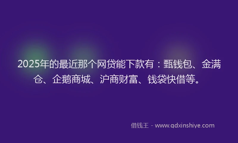 2025年的最近那个网贷能下款有：甄钱包、金满仓、企鹅商城、沪商财富、钱袋快借等。