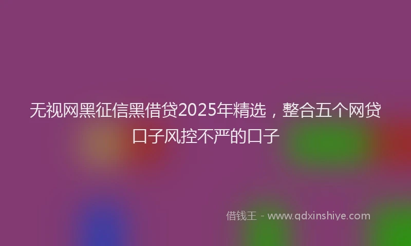 无视网黑征信黑借贷2025年精选，整合五个网贷口子风控不严的口子