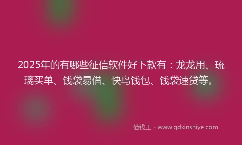2025年的有哪些征信软件好下款有：龙龙用、琉璃买单、钱袋易借、快鸟钱包、钱袋速贷等。